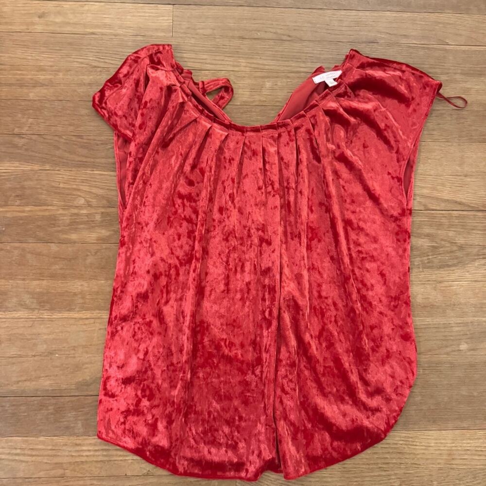 Lauren Conrad hot pink velour sleeveless slip on blouse shirt top size L
 b57